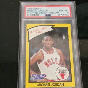 1990 Kenner Starting Lineup Yellow Rookie Year 1984 Michael Jordan PSA 8 RARE
